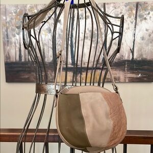 Lempp & Yin Handmade Lambskin Cowhide Neutral Tri-Color Artistic Crossbody